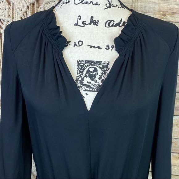 Rebecca Taylor | NWOT Silk Long Sleeve Double Georgette Flutter Hem Shirt Dress - Picture 3 of 9